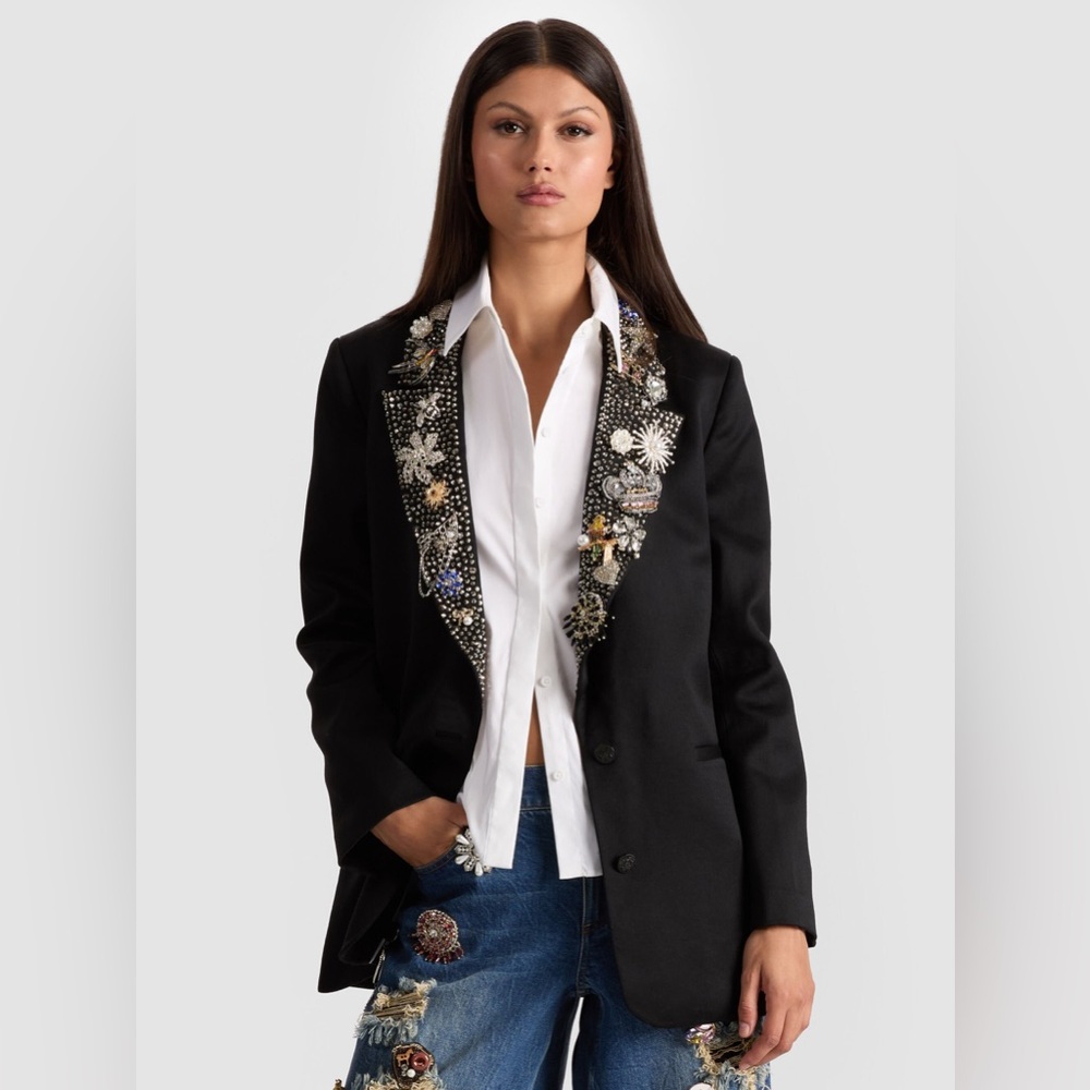 Alice Olivia ELNA EMBELLISHED BLAZER $1295 New - Picture 3 of 12